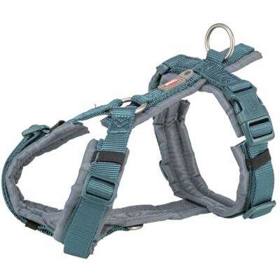 Trixie Premium Trekking harness, S–M: 44–53 cm/20 mm, teal/graphite Trixie Premium Trekking harness, S–M: 44–53 cm/20 mm, teal/graphite