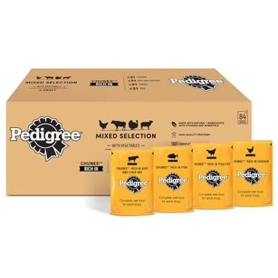Pedigree Adult Dog Food Pouches Chunks in Jelly 84 x 100 g Multipack Pedigree Adult Dog Food Pouches Chunks in Jelly 84 x 100 g Multipack