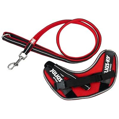 Julius-K9 IDC Powair Bundle IDC Powair Harness, Size: XS/Mini-Mini, Red + IDC Powair Leash, Size: 1,2 m with Handle and Small Carabiner, Red Julius-K9 IDC Powair Bundle IDC Powair Harness, Size: XS/Mini-Mini, Red + IDC Powair Leash, Size: 1,2 m with Handle and Small Carabiner, Red