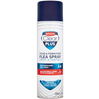 Bob Martin Clear Plus Flea Spray Treatment for the Home Kills Fleas, Ticks and Dust Mites, Treats and Protects Against Infestation (500ml) Bob Martin Clear Plus Flea Spray Treatment for the Home Kills Fleas, Ticks and Dust Mites, Treats and Protects Against Infestation (500ml)