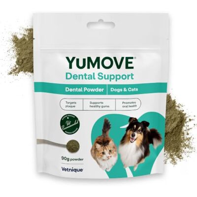 YuMOVE Daily Clean Dental Powder, Dog & Cats Teeth Cleaning Products for Dental Care, Plaque Remover and Prevention, Breath Freshener, All Breeds From 6 Months, 90g YuMOVE Daily Clean Dental Powder, Dog & Cats Teeth Cleaning Products for Dental Care, Plaque Remover and Prevention, Breath Freshener, All Breeds From 6 Months, 90g