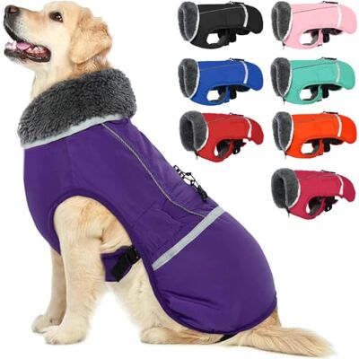 QBLEEV Warm Dog Coat Reflective Winter Jacket, Waterproof Windproof Dog Turtleneck Clothes for Cold Weather, Thicken Fleece Lining Pet Outfit, Adjustable Pet Vest Apparel for Small Medium Large Dogs 2X-Large QBLEEV Warm Dog Coat Reflective Winter Jacket, Waterproof Windproof Dog Turtleneck Clothes for Cold Weather, Thicken Fleece Lining Pet Outfit, Adjustable Pet Vest Apparel for Small Medium Large Dogs 2X-Large