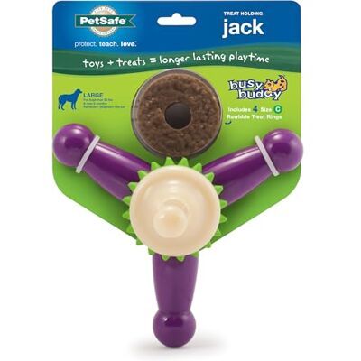 PetSafe Busy Buddy Treat Holding Jack Dog Toy – Strong Chewers Challenging Treat Rings Included Large PetSafe Busy Buddy Treat Holding Jack Dog Toy – Strong Chewers Challenging Treat Rings Included Large