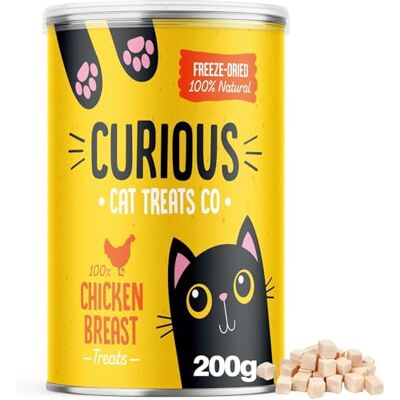 CURIOUS 200g Freeze Dried Chicken Cat Treats 100% Natural Chicken Breast Nibbles Allergen-Free & Hypoallergenic Cat Treat for Indoor & Outdoor Nutritious Treats Grain Free for Cats CURIOUS 200g Freeze Dried Chicken Cat Treats 100% Natural Chicken Breast Nibbles Allergen-Free & Hypoallergenic Cat Treat for Indoor & Outdoor Nutritious Treats Grain Free for Cats