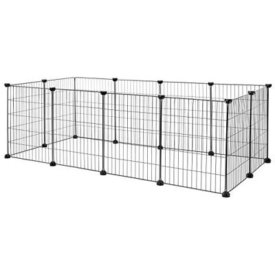 lionto Outdoor enclosure for rabbits made of robust metal, 144x74x46 cm, expandable cage for small animals, simple plug-in system & easy to clean, for indoor & outdoor use lionto Outdoor enclosure for rabbits made of robust metal, 144x74x46 cm, expandable cage for small animals, simple plug-in system & easy to clean, for indoor & outdoor use
