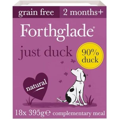 Forthglade Complementary Wet Dog Food (18 x 395g Trays) Grain Free & Hypoallergenic Dog Food, Just 90% Duck with Vegetables, Stomach Sensitive Meals with Natural Ingredients Forthglade Complementary Wet Dog Food (18 x 395g Trays) Grain Free & Hypoallergenic Dog Food, Just 90% Duck with Vegetables, Stomach Sensitive Meals with Natural Ingredients