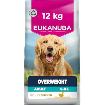 Eukanuba Overweight Low Fat Dog Food with Chicken Complete Dry Dog Food For Adults Dogs, 12kg Eukanuba Overweight Low Fat Dog Food with Chicken Complete Dry Dog Food For Adults Dogs, 12kg