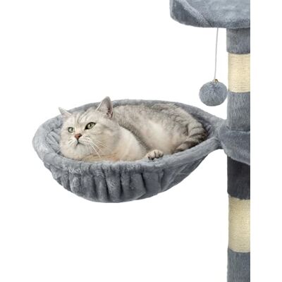 lionto Lying trough made of soft plush for scratching post, Ø 40 cm, 15 cm deep, cozy sleeping trough for any cat tree with M8 thread, sturdy metal frame for small and large cats, light grey lionto Lying trough made of soft plush for scratching post, Ø 40 cm, 15 cm deep, cozy sleeping trough for any cat tree with M8 thread, sturdy metal frame for small and large cats, light grey