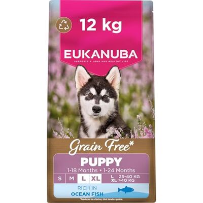 Eukanuba Grain Free Ocean Fish Complete Dry Puppy Food For Large & Giant Breed Dogs 12KG Eukanuba Grain Free Ocean Fish Complete Dry Puppy Food For Large & Giant Breed Dogs 12KG