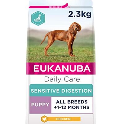 Eukanuba Sensitive Digestion Highly Digestible Complete Dry Dog Food for Puppy Dogs with Chicken 2.3 kg Eukanuba Sensitive Digestion Highly Digestible Complete Dry Dog Food for Puppy Dogs with Chicken 2.3 kg
