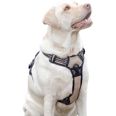Ferplast Large Dog Harness, 2 Hooks, No Pull, Reflective, Breathable, Ideal for Training, L, Beige Ferplast Large Dog Harness, 2 Hooks, No Pull, Reflective, Breathable, Ideal for Training, L, Beige
