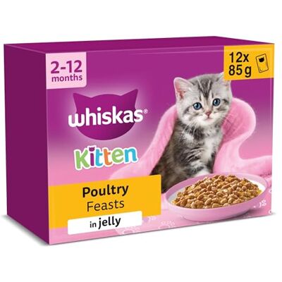 whiskas Junior Wet Cat Food in Jelly 12x85g Poultry Feasts (Pack of 4) whiskas Junior Wet Cat Food in Jelly 12x85g Poultry Feasts (Pack of 4)
