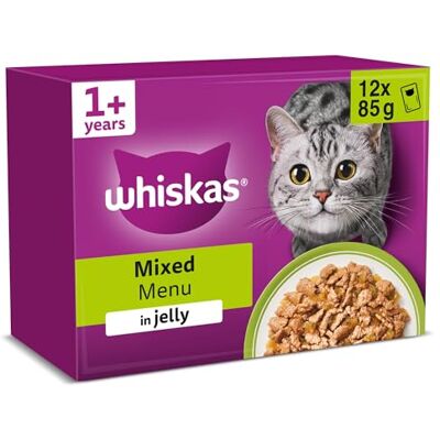 whiskas Adult Wet Cat Food in Jelly 12x85g Mixed Menu (Pack of 4) whiskas Adult Wet Cat Food in Jelly 12x85g Mixed Menu (Pack of 4)