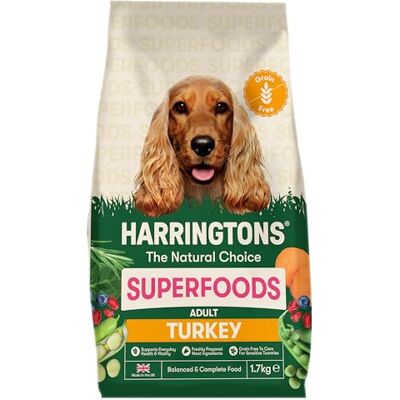 HARRINGTONS Superfoods Complete Grain Free Dry Adult Dog Food Turkey with Veg 1.7kg (Pack of 4) Made with All Natural Ingredients (Packaging may vary) HARRINGTONS Superfoods Complete Grain Free Dry Adult Dog Food Turkey with Veg 1.7kg (Pack of 4) Made with All Natural Ingredients (Packaging may vary)