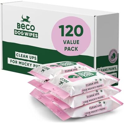 Beco Dog Wipes 6 Travel Packs of 20, Coconut Scented, For Paws, Body & Bum, Plant-Based Grooming Wipes Beco Dog Wipes 6 Travel Packs of 20, Coconut Scented, For Paws, Body & Bum, Plant-Based Grooming Wipes