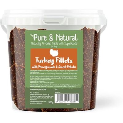 Pure Superfoods Air Dried Turkey Fillets Treats with Pomegranate & Sweet Potato Sweet Potato Dog Treats for Pet Health Tub 500g Pure Superfoods Air Dried Turkey Fillets Treats with Pomegranate & Sweet Potato Sweet Potato Dog Treats for Pet Health Tub 500g