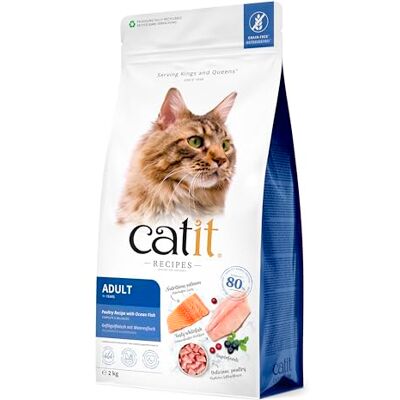 Catit Recipes Adult 1 Year + Poultry with Ocean Fish Dry Cat Food, 2kg Catit Recipes Adult 1 Year + Poultry with Ocean Fish Dry Cat Food, 2kg
