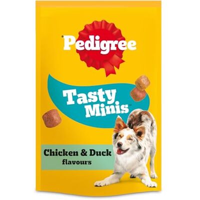 Pedigree TASTY MINIS Adult Dog Treats Chicken & Duck Chewy Cubes 130g Pack of 8 Pedigree TASTY MINIS Adult Dog Treats Chicken & Duck Chewy Cubes 130g Pack of 8