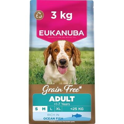 Eukanuba Grain Free Ocean Fish Complete Dry Dog Food For Adult Small & Medium Breed Dogs 3KG Eukanuba Grain Free Ocean Fish Complete Dry Dog Food For Adult Small & Medium Breed Dogs 3KG