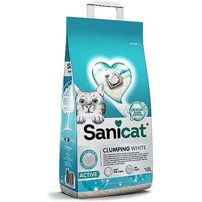 Sanicat White Ultra-Clumping Cat Litter Marseille Soap Scented Made from natural minerals with guaranteed odor control Absorbs moisture and forms clumps for easy cleaning 10 L capacity. Sanicat White Ultra-Clumping Cat Litter Marseille Soap Scented Made from natural minerals with guaranteed odor control Absorbs moisture and forms clumps for easy cleaning 10 L capacity.