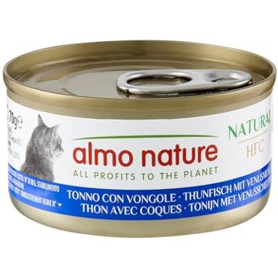 almo nature HFC Natural Wet Cat Food for Adult Cats Tuna with Clams Human Grade, Gluten Free 70g, Pack of 24 almo nature HFC Natural Wet Cat Food for Adult Cats Tuna with Clams Human Grade, Gluten Free 70g, Pack of 24