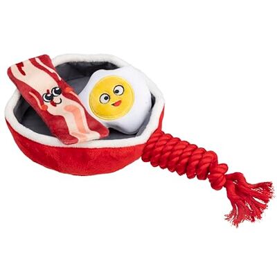 House of Paws Fry Up Rope Dog Toy Plush with Detachable Egg and Bacon House of Paws Fry Up Rope Dog Toy Plush with Detachable Egg and Bacon