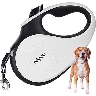 Edipets , Retractable Dog Lead, Extendable, 5 Metres, 360 Degrees, no Tangle, Nylon Lead, for Walking and Training, Large, Small and Medium Dogs (L, White) Edipets , Retractable Dog Lead, Extendable, 5 Metres, 360 Degrees, no Tangle, Nylon Lead, for Walking and Training, Large, Small and Medium Dogs (L, White)