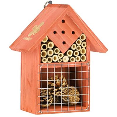 Relaxdays Insect Hotel, Nesting Aid for Bees & Wasps, Garden, Balcony, Insect House, HWD 21 x 17.5 x 9 cm, Wood, Orange Relaxdays Insect Hotel, Nesting Aid for Bees & Wasps, Garden, Balcony, Insect House, HWD 21 x 17.5 x 9 cm, Wood, Orange