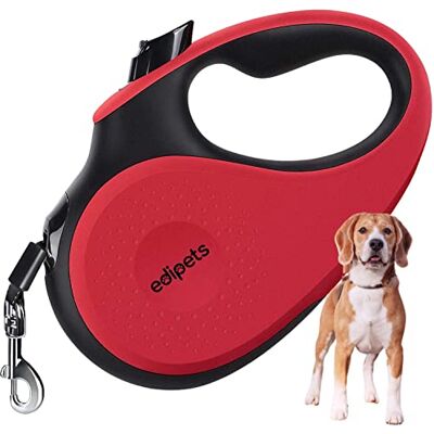 Edipets , Retractable Dog Lead, Extendable, 5 Metres, 360 Degrees, no Tangle, Nylon Lead, for Walking and Training, Large, Small and Medium Dogs (L, Red) Edipets , Retractable Dog Lead, Extendable, 5 Metres, 360 Degrees, no Tangle, Nylon Lead, for Walking and Training, Large, Small and Medium Dogs (L, Red)