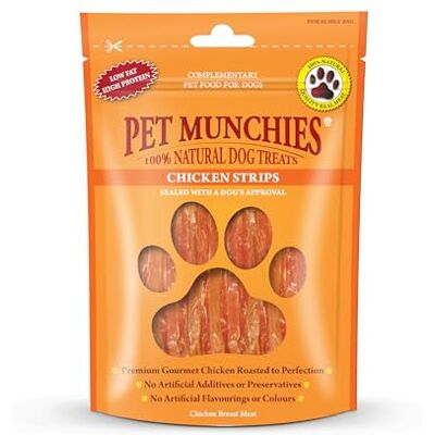 PET MUNCHIES Chicken Strips Dog Treats, Premium Dog Chews with Natural Real Meat, Low in Fat and High in Protein 90g (Pack of 8) PET MUNCHIES Chicken Strips Dog Treats, Premium Dog Chews with Natural Real Meat, Low in Fat and High in Protein 90g (Pack of 8)
