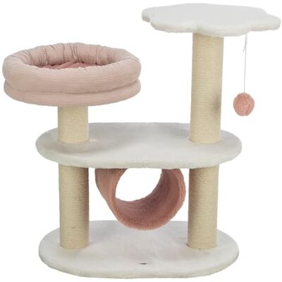 TRIXIE Isabella 44472 Cat Scratching Post 70 cm White/Dusky Pink Multi-Tier Cat Tree with Many Scratching and Play Options as well as Retreats Cosy and Stable TRIXIE Isabella 44472 Cat Scratching Post 70 cm White/Dusky Pink Multi-Tier Cat Tree with Many Scratching and Play Options as well as Retreats Cosy and Stable
