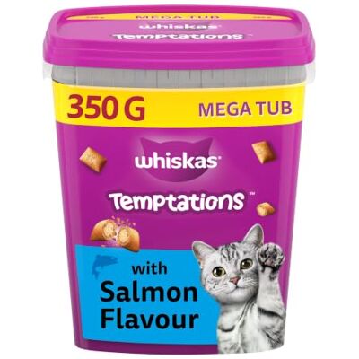 whiskas Temptations Cat Treats Tub with Salmon 2 x 350g whiskas Temptations Cat Treats Tub with Salmon 2 x 350g