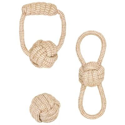 La cordeline Set of 3 Natural Hemp Cotton Rope Chew Toys for Dogs Puppies La cordeline Set of 3 Natural Hemp Cotton Rope Chew Toys for Dogs Puppies