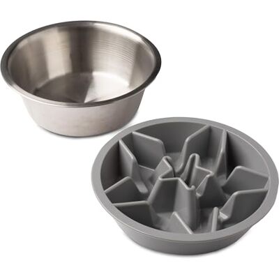 Boss Slow Feeder Dog Bowls Cup Maze Puzzle Food Bowl with Feeder Holes, Fits into Elevated Pet Feeders Slow Eating for Large, Medium & Small Sized Breeds Boss Slow Feeder Dog Bowls Cup Maze Puzzle Food Bowl with Feeder Holes, Fits into Elevated Pet Feeders Slow Eating for Large, Medium & Small Sized Breeds