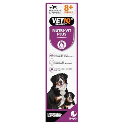 VETIQ Nutri-Vit Plus Vitamin Supplement Paste For Dogs & Puppies, Helps to Provide Extra Energy & Nutrition For Poor Eaters And Support When Off Their Food, 100 g (Pack of 1) VETIQ Nutri-Vit Plus Vitamin Supplement Paste For Dogs & Puppies, Helps to Provide Extra Energy & Nutrition For Poor Eaters And Support When Off Their Food, 100 g (Pack of 1)