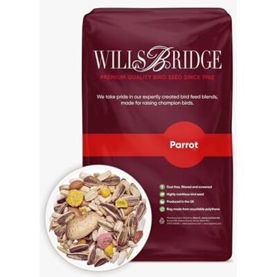 Countrywide Willsbridge Parrot Food Mix 12.5kg Premium Parrot Seed Mix 14 Quality Ingredients Natural Bird Food Full of Variety and Nutrition Dust Free Countrywide Willsbridge Parrot Food Mix 12.5kg Premium Parrot Seed Mix 14 Quality Ingredients Natural Bird Food Full of Variety and Nutrition Dust Free