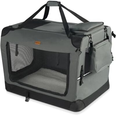 VOUNOT ® Pet Carrier Bag, Foldable Dog & Cat Travel Carrier with 3 Doors, Breathable Mesh, Padded Handles, M, Grey VOUNOT ® Pet Carrier Bag, Foldable Dog & Cat Travel Carrier with 3 Doors, Breathable Mesh, Padded Handles, M, Grey