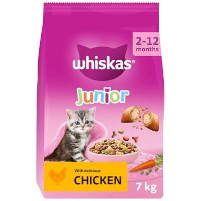 whiskas Junior Chicken 7 kg Bag, Kitten Cat Dry Food Pack May Vary whiskas Junior Chicken 7 kg Bag, Kitten Cat Dry Food Pack May Vary
