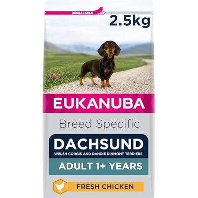 Eukanuba Complete Dry Dog Food for Adult Dachshund Breed Types with Fresh Chicken 2.5 kg Eukanuba Complete Dry Dog Food for Adult Dachshund Breed Types with Fresh Chicken 2.5 kg