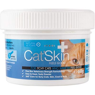 NAF NATURAL VETCARE Cat'Skin 60g Supplement – Veterinary Strength Skin & Coat Supplement for Itchy Cats – Promotes Healthy Skin, Glossy Coat & Immune System Health NAF NATURAL VETCARE Cat'Skin 60g Supplement – Veterinary Strength Skin & Coat Supplement for Itchy Cats – Promotes Healthy Skin, Glossy Coat & Immune System Health