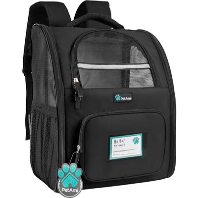 PetAmi Dog Backpack Carrier for Small Large Cat, Pet, Puppies, Ventilated Pet Hiking Backpack Travel Bag, Airline Approved Cat Backpack Carrier, Safety Back Support, Camping Biking Dog Bag, Black PetAmi Dog Backpack Carrier for Small Large Cat, Pet, Puppies, Ventilated Pet Hiking Backpack Travel Bag, Airline Approved Cat Backpack Carrier, Safety Back Support, Camping Biking Dog Bag, Black