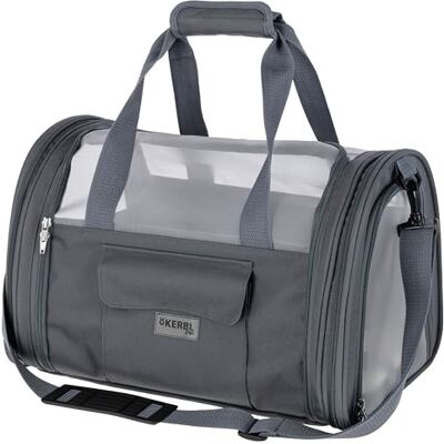 Kerbl Pet Vacation Air Carrier Bag, Grey, 42 x 25 x 25 cm, Pet Weight 10 kg, Scratch-Resistant, Washable, Oxford Fabric, for Cats and Small Dogs Kerbl Pet Vacation Air Carrier Bag, Grey, 42 x 25 x 25 cm, Pet Weight 10 kg, Scratch-Resistant, Washable, Oxford Fabric, for Cats and Small Dogs