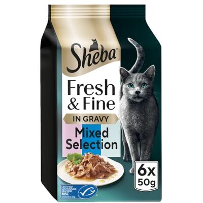 Sheba Fresh & Fine Cat Pouches with Salmon & Tuna in Gravy 8 x 6x50g Sheba Fresh & Fine Cat Pouches with Salmon & Tuna in Gravy 8 x 6x50g