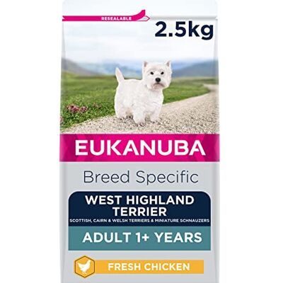 Eukanuba Complete Dry Dog Food for Adult West Highland Terrier Breed Types with Fresh Chicken 2.5 kg Eukanuba Complete Dry Dog Food for Adult West Highland Terrier Breed Types with Fresh Chicken 2.5 kg