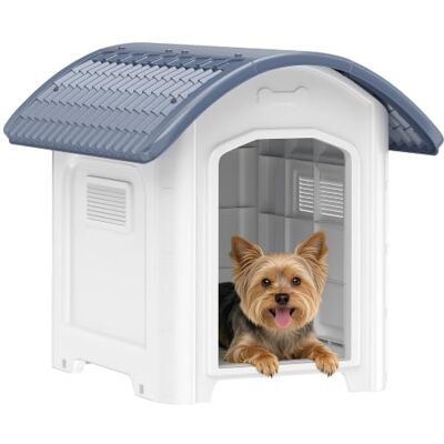 PawHut Dog Kennel Outdoor Weatherproof Removable Floor 71 x 60 x 63 cm Plastic Dog House Indoor Outdoor, Cat House, Waterproof Roof, Raised Floor, Ventilated Pet Shelter PawHut Dog Kennel Outdoor Weatherproof Removable Floor 71 x 60 x 63 cm Plastic Dog House Indoor Outdoor, Cat House, Waterproof Roof, Raised Floor, Ventilated Pet Shelter