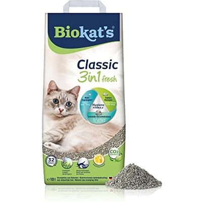 Biokat's Biokatʼs Classic Fresh 3in1 with spring fragrance Clumping cat litter with 3 different grain sizes 1 bag (1 x 10 L) Biokat's Biokatʼs Classic Fresh 3in1 with spring fragrance Clumping cat litter with 3 different grain sizes 1 bag (1 x 10 L)