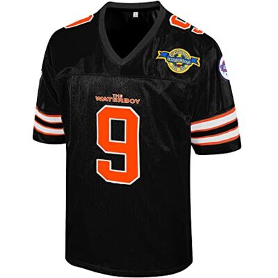 Atonmore Bobby Boucher #9 The Waterboy Adam Sandler Movie Mud Dogs Bourbon Bowl Football Jersey, Black, Large Atonmore Bobby Boucher #9 The Waterboy Adam Sandler Movie Mud Dogs Bourbon Bowl Football Jersey, Black, Large