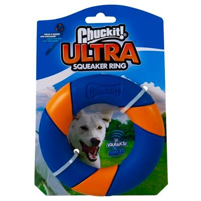 Chuckit! Ultra Squeaker Dog Toy Rubber Ring Erratic Bounce, Zig-Zags & Hops With Squeak Interactive Fetch Play Toy for Dogs Chuckit! Ultra Squeaker Dog Toy Rubber Ring Erratic Bounce, Zig-Zags & Hops With Squeak Interactive Fetch Play Toy for Dogs