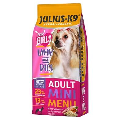 Julius-K9 Adult Hypoallergenic Dry Dog Food with Lamb & Rice 1 kg – Complete Balanced Nutrition for Adult Female Dogs – Chicken-free, Skin &Coat protection For Small and Medium Dogs Julius-K9 Adult Hypoallergenic Dry Dog Food with Lamb & Rice 1 kg – Complete Balanced Nutrition for Adult Female Dogs – Chicken-free, Skin &Coat protection For Small and Medium Dogs