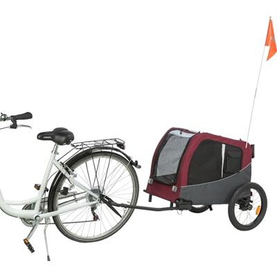 TRIXIE Dog Bike Trailer – safe pet transport – foldable – grey and red – Size M: 63 × 68 × 75/137 cm TRIXIE Dog Bike Trailer – safe pet transport – foldable – grey and red – Size M: 63 × 68 × 75/137 cm